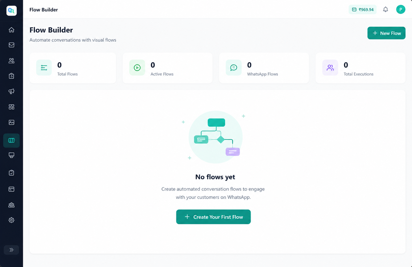 Visual Flow Builder Interface